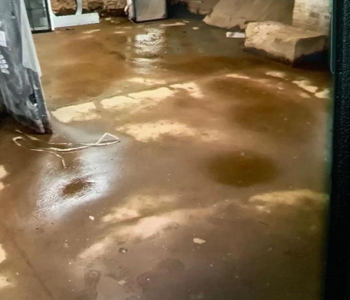 a basement with water due to storm 