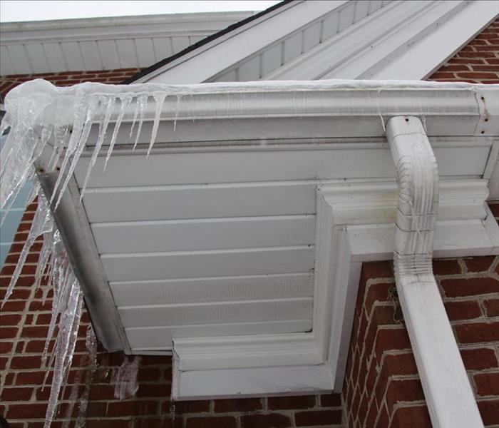 Gutter with ice damming